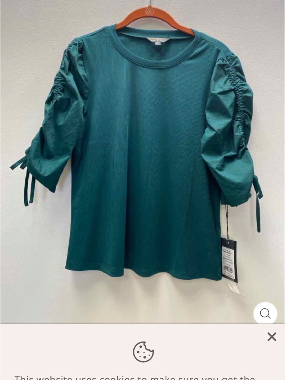 Nicole Miller Dark Green Puff Sleeve Tee Size XL
